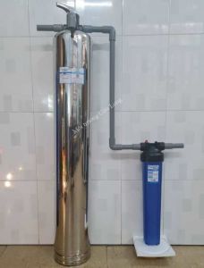 Cột lọc tổng đầu nguồn nước máy vỏ Inox (Lưu lượng 300 - 500 lít/giờ)